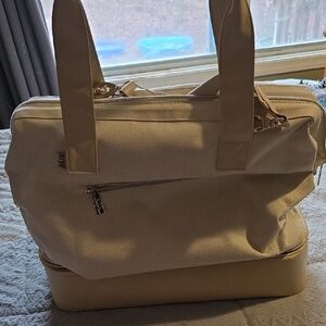 BEIS Cream Mini Travel Tote with Zipper Pocket